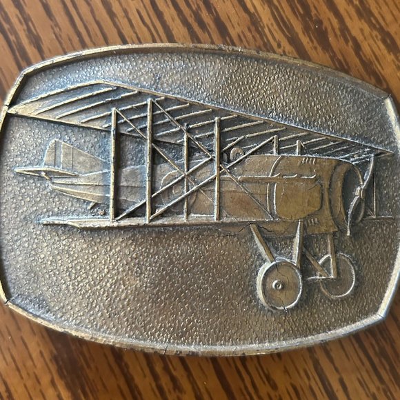 WWI Commemorative Biplane Belt Buckle Buckle on back is broken READ DESCRIPTION - Picture 1 of 2